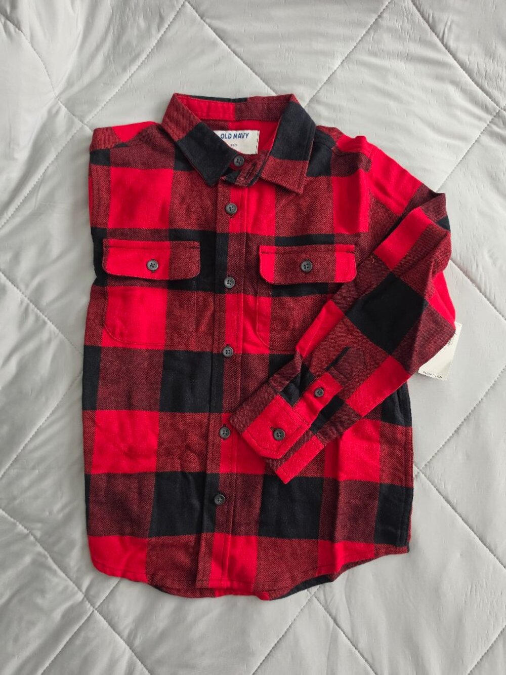 Old Navy Kids Red Buffalo Button Up Button Down Flannel Shirt Size Small